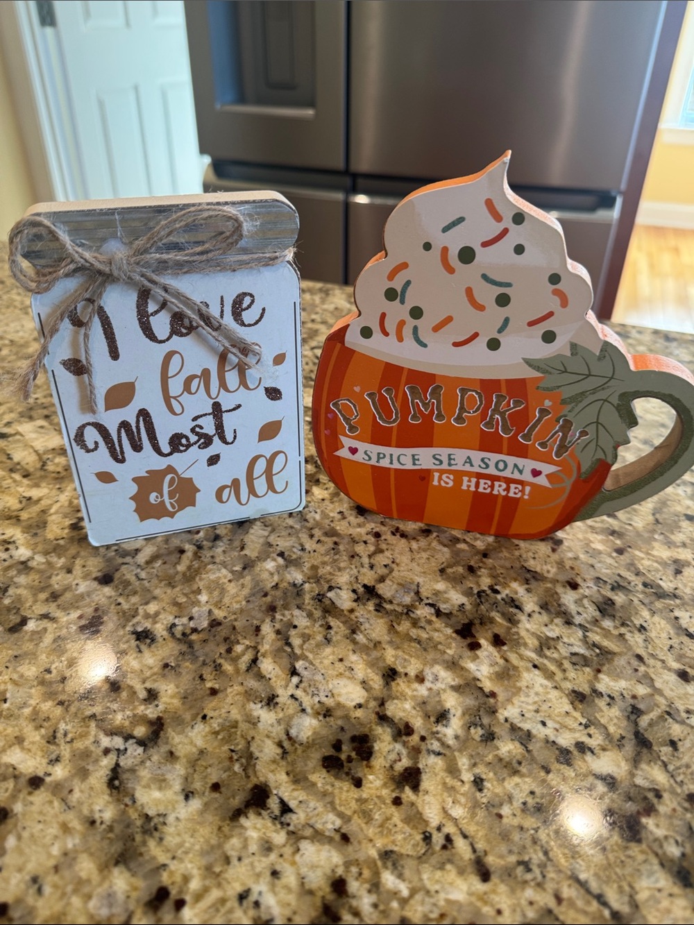 Pumpkin Spice Season & Fall Wood Block Décor - Orange, White, Brown
